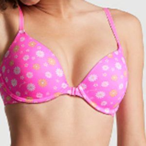 PINK WEAR EVERYWHERE T-SHIRT LIGHTLY LINED BRA; Front Close; Pink Daisy; 36DDD